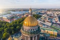 Aerial view dome of the Colonnade of St Isaac`s Cathedral, in background the Admiralty, Peter and Paul Fortress, the Winter Palac Royalty Free Stock Photo