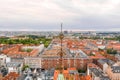 Aerial view of the Dome of Frederik\'s Church in Copenhagen during sunset, Denmark