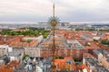 Aerial view of the Dome of Frederik\'s Church in Copenhagen during sunset, Denmark