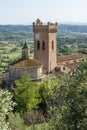 Aerial view of the dome of the Sanctuary of the Holy Crucifix and the Matilde Tower, San Miniato Pisa, Italy Royalty Free Stock Photo