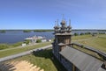 Aerial view of the domes of the Church of the Intercession of the Most Holy Theotokos built in 1714 Royalty Free Stock Photo