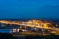 Aerial view of Tru bridge crossing Red River at twilight in Hanoi, Vietnam Royalty Free Stock Photo