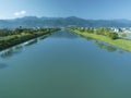 Aerial view of dongshan river in yilan county, taiwan