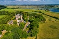 Aerial view of Doorwerth Castle is a medieval castle near Arnhem, Netherlands Royalty Free Stock Photo