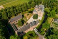 Aerial view of Doorwerth Castle is a medieval castle near Arnhem, Netherlands Royalty Free Stock Photo