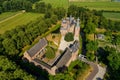 Aerial view of Doorwerth Castle is a medieval castle near Arnhem, Netherlands Royalty Free Stock Photo