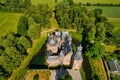 Aerial view of Doorwerth Castle is a medieval castle near Arnhem, Netherlands Royalty Free Stock Photo