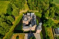 Aerial view of Doorwerth Castle is a medieval castle near Arnhem, Netherlands Royalty Free Stock Photo