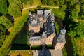 Aerial view of Doorwerth Castle is a medieval castle near Arnhem, Netherlands Royalty Free Stock Photo
