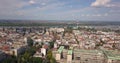 Aerial view of Dorcol in Belgrade and Danube river