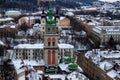 Aerial view of The Dormition (or Assumption) Church in Lviv. Royalty Free Stock Photo