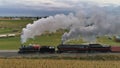 Aerial View of Double Header Steam Locomotives