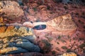 Aerial view on the Double O Arch in the Arches National Park Royalty Free Stock Photo