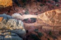 Aerial view on the Double O Arch in the Arches National Park Royalty Free Stock Photo