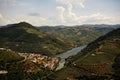 Aerial view Douro Valley with Douro river crossing PinhÃÂ£o village Royalty Free Stock Photo