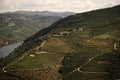 Aerial view Douro Valley with Douro river crossing PinhÃÂ£o village Royalty Free Stock Photo