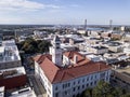 Aerial view of the downtown area of Savannah, Georgia with bridge in the distance Royalty Free Stock Photo