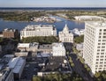 Aerial view of the downtown area of Savannah, Georgia including city hall and the convention center Royalty Free Stock Photo