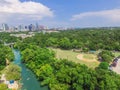 Top view Austin downtown from Barton Creek Greenbelt Royalty Free Stock Photo