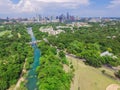 Top view Austin downtown from Barton Creek Greenbelt Royalty Free Stock Photo