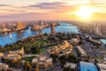 Aerial view on the downtown of Cairo and the Nile at sunset, Egypt Royalty Free Stock Photo