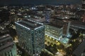 Aerial view of downtown district of Atlanta city in Georgia, USA. Brightly illuminated high skyscraper buildings in Royalty Free Stock Photo