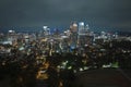 Aerial view of downtown district of Atlanta city in Georgia, USA. Brightly illuminated high skyscraper buildings in Royalty Free Stock Photo