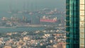 Aerial view from Downtown of Dubai to port timelapse Royalty Free Stock Photo