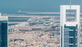 Aerial view from Downtown of Dubai to port timelapse Royalty Free Stock Photo