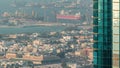 Aerial view from Downtown of Dubai to port timelapse Royalty Free Stock Photo