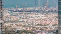 Aerial view from Downtown of Dubai to port timelapse Royalty Free Stock Photo
