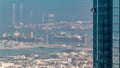 Aerial view from Downtown of Dubai to port timelapse Royalty Free Stock Photo