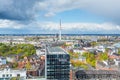 Aerial view of downtown of Hamburg, Germany, view from the clock tower of Church of St. Michael. A landmark of the city and it is