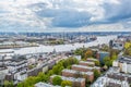 Aerial view of downtown of  Hamburg with harbor and modern buildings of Hamburg, Germany, view from the clock tower of Church of Royalty Free Stock Photo