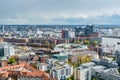 Aerial view of downtown of  Hamburg with harbor and modern buildings of Hamburg, Germany, view from the clock tower of Church of Royalty Free Stock Photo