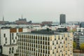 Aerial view of downtown of Helsinki with modern skylines in Finland in a rainy day