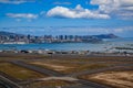 Aerial view of downtown Honolulu and HNL airport in Hawaii Royalty Free Stock Photo