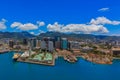 Aerial view of downtown Honolulu Hawaii Royalty Free Stock Photo