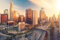 Aerial view of a Downtown Los Angeles before sunset Royalty Free Stock Photo