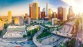 Aerial view of a Downtown Los Angeles before sunset Royalty Free Stock Photo