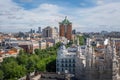 Aerial view of downtown Madrid Skyline with Paseo de Recoletos and Colon - Madrid, Spain Royalty Free Stock Photo
