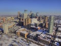 Aerial view of the Minneapolis Skyline during winter Royalty Free Stock Photo