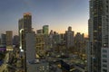 Aerial view of downtown office district of of Miami Brickell in Florida, USA at night. High commercial and residential Royalty Free Stock Photo