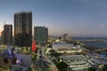 Aerial view of downtown office district of of Miami Brickell in Florida, USA at night. High commercial and residential Royalty Free Stock Photo