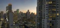 Aerial view of downtown office district of of Miami Brickell in Florida, USA at night. High commercial and residential Royalty Free Stock Photo