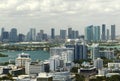 Aerial view of downtown office district of Miami in Florida, USA on bright sunny day. High commercial and residential Royalty Free Stock Photo