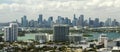 Aerial view of downtown office district of Miami in Florida, USA on bright sunny day. High commercial and residential Royalty Free Stock Photo