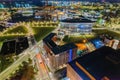 Aerial view of downtown Providence at night. Rhode Island, United States.