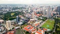 Aerial view of downtown, public park, business center of Singapore