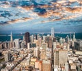 Aerial view of Downtown San Francisco skyline from helicopter, C Royalty Free Stock Photo